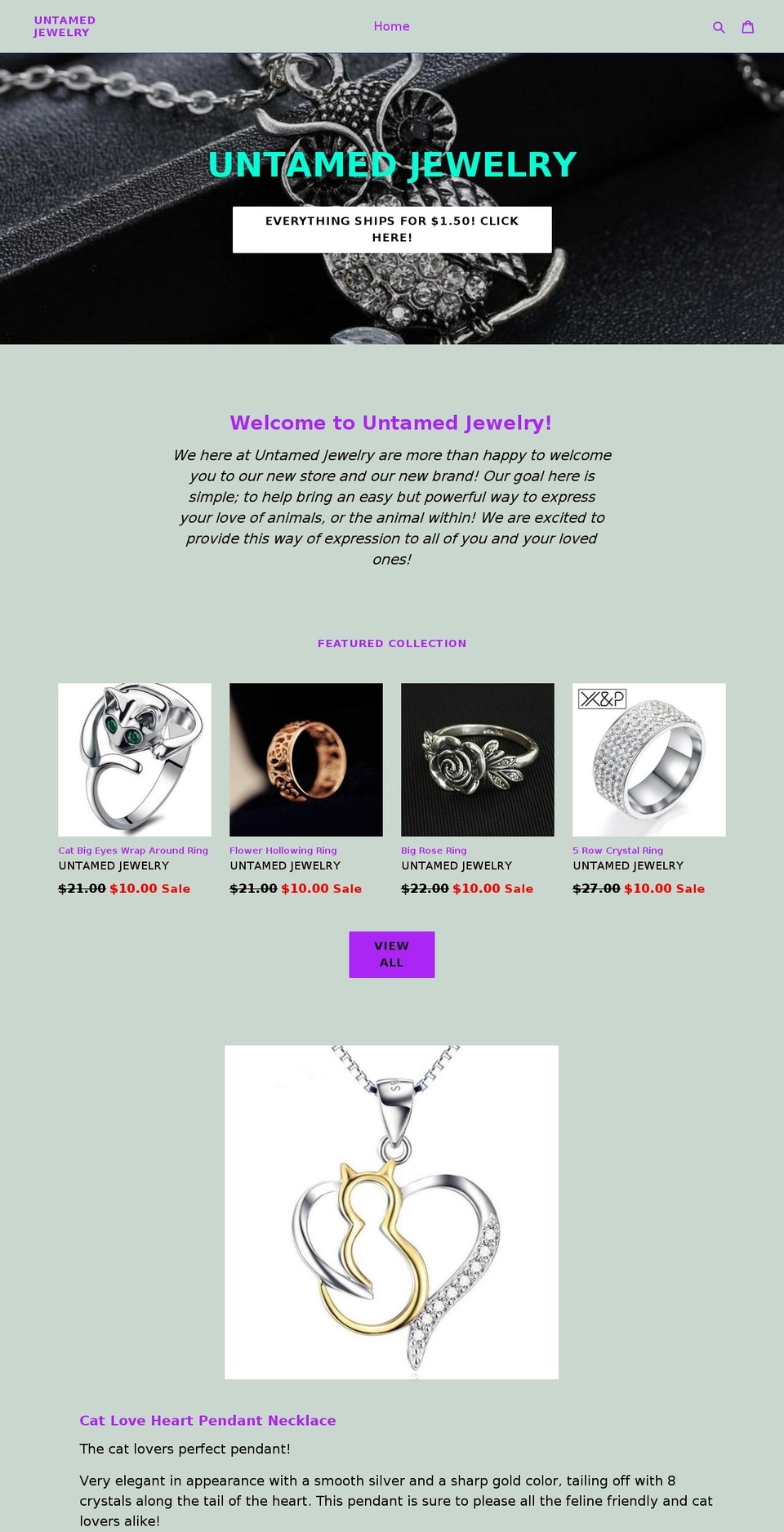 untamedjewelry.com — Shopify storefront screenshot
