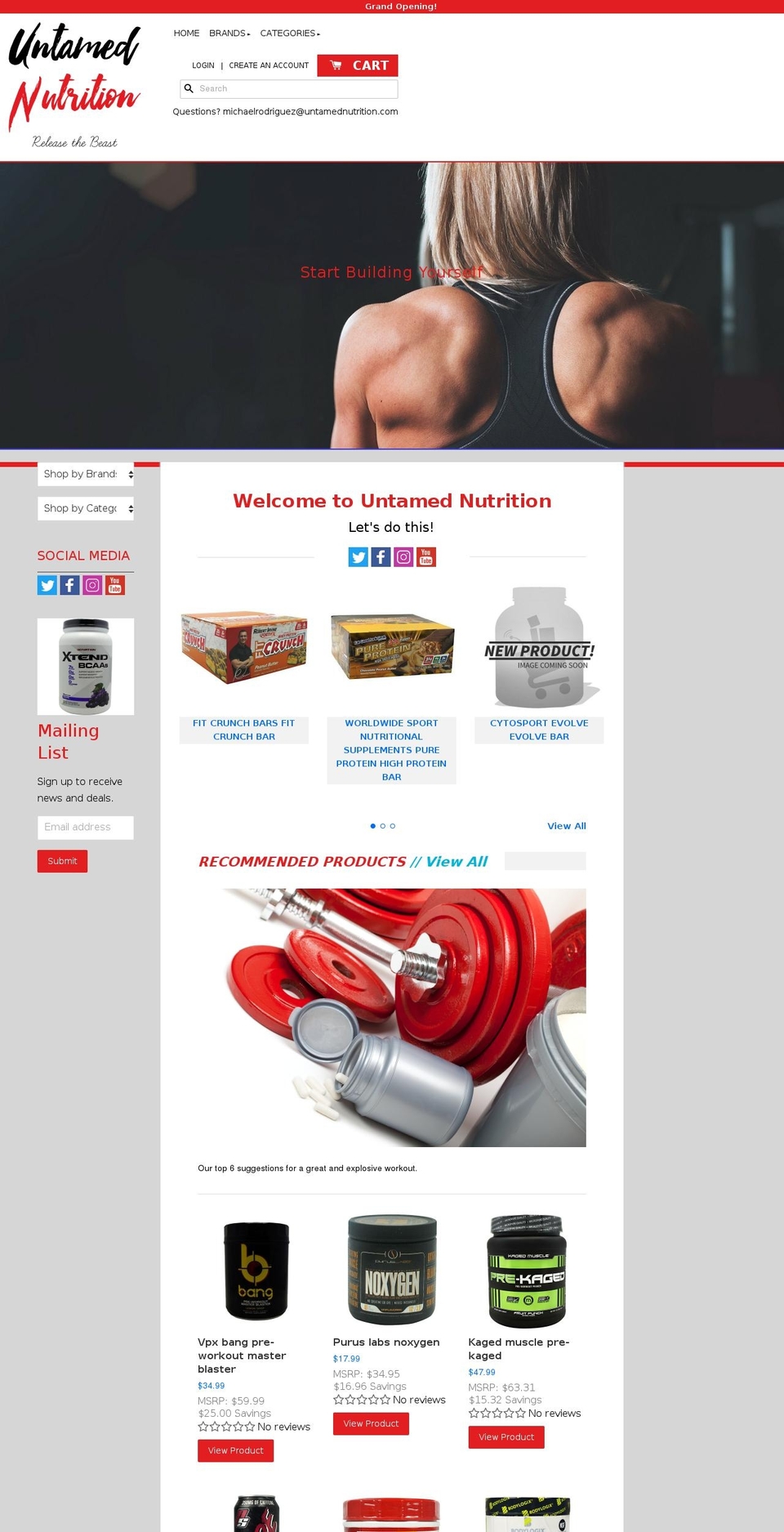 untamednutrition.com — Shopify storefront screenshot