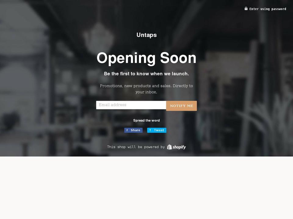 untaps.com shopify website screenshot