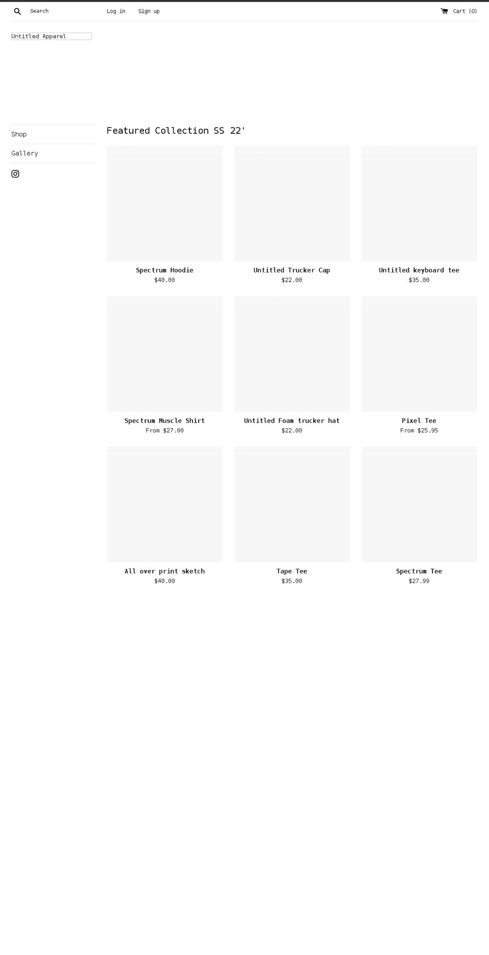 untitled-apparel.com shopify website screenshot