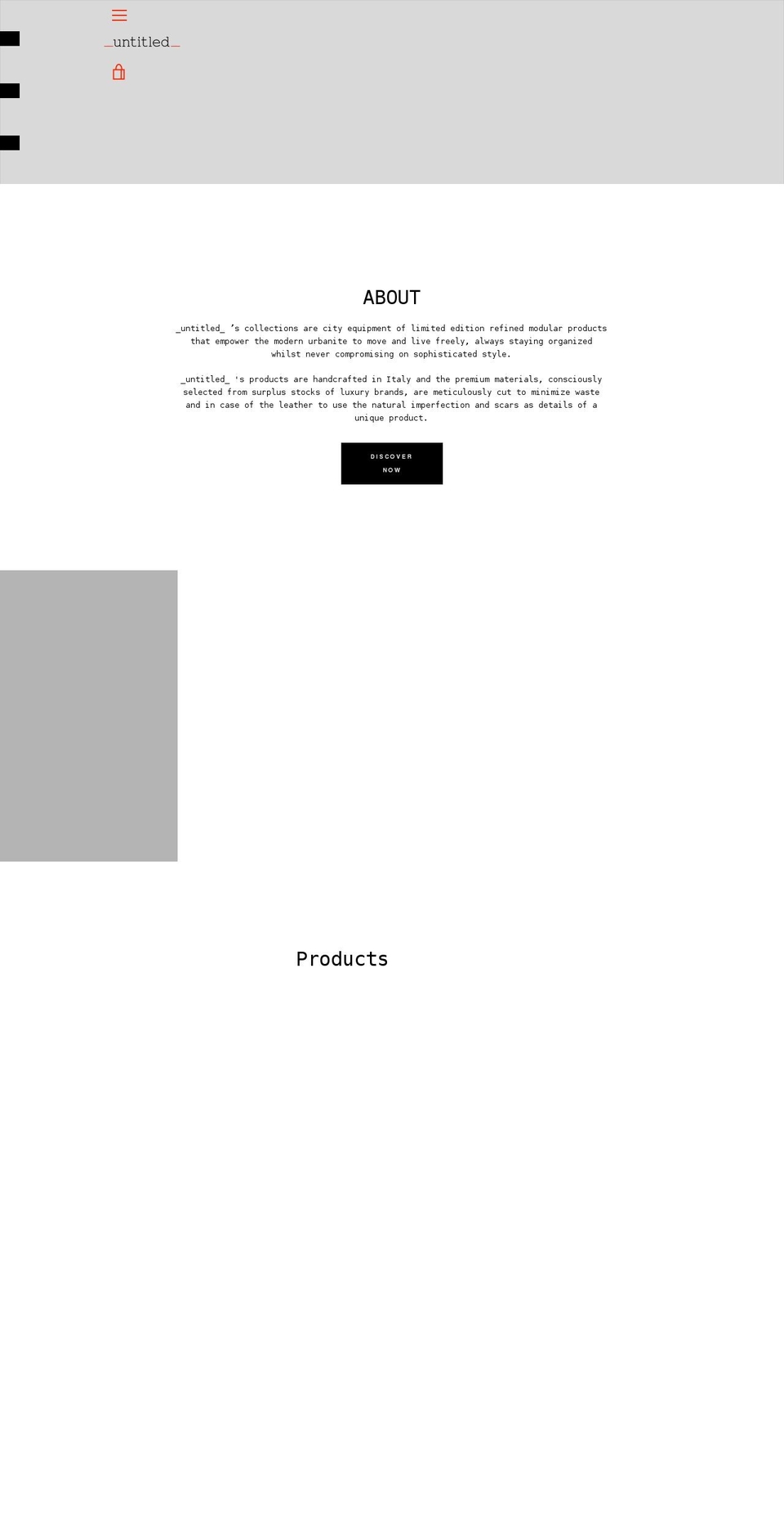 untitledbags.com shopify website screenshot