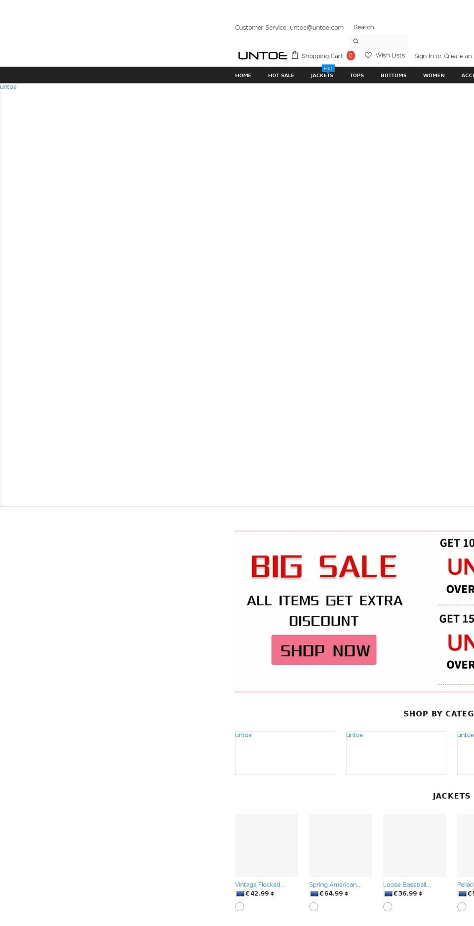 untoe.com shopify website screenshot