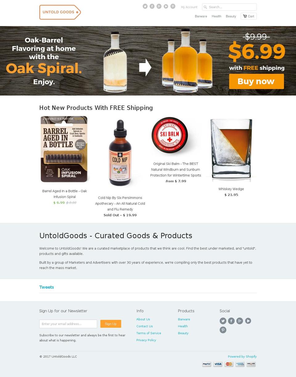 untoldgoods.com shopify website screenshot