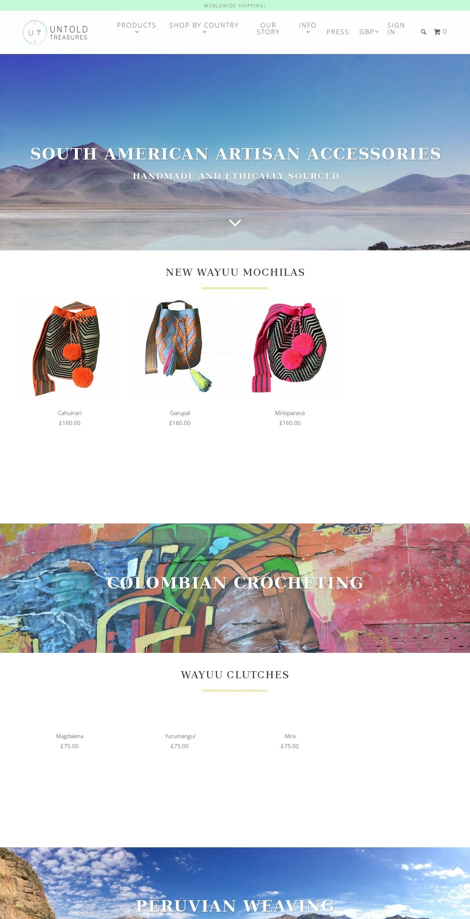 untoldtreasures.co.uk shopify website screenshot