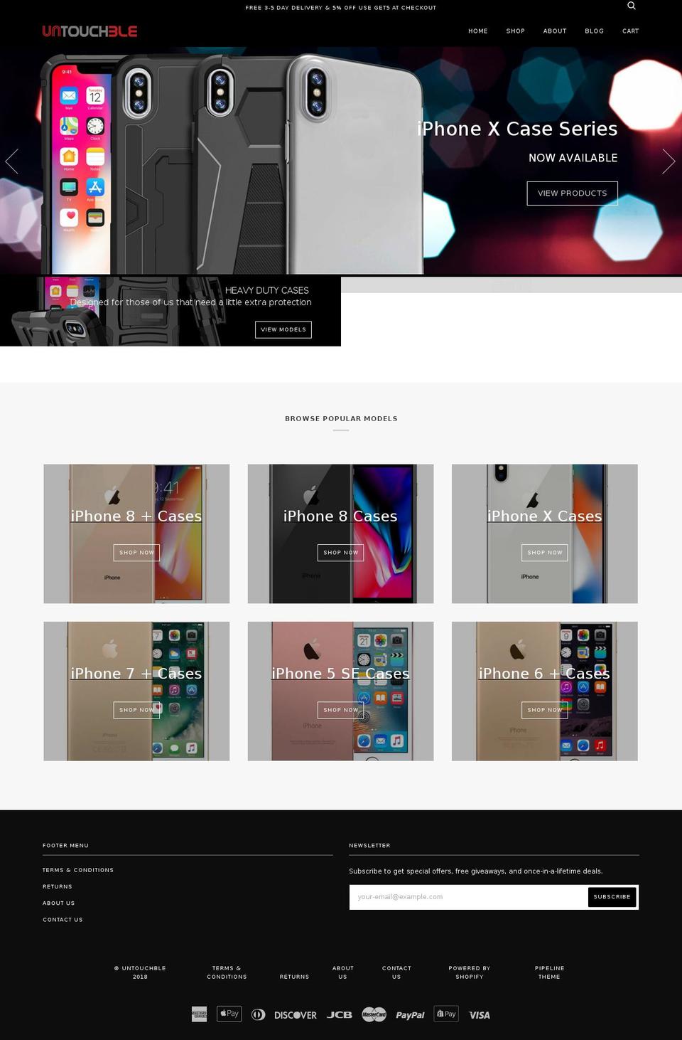 untouchble.com shopify website screenshot
