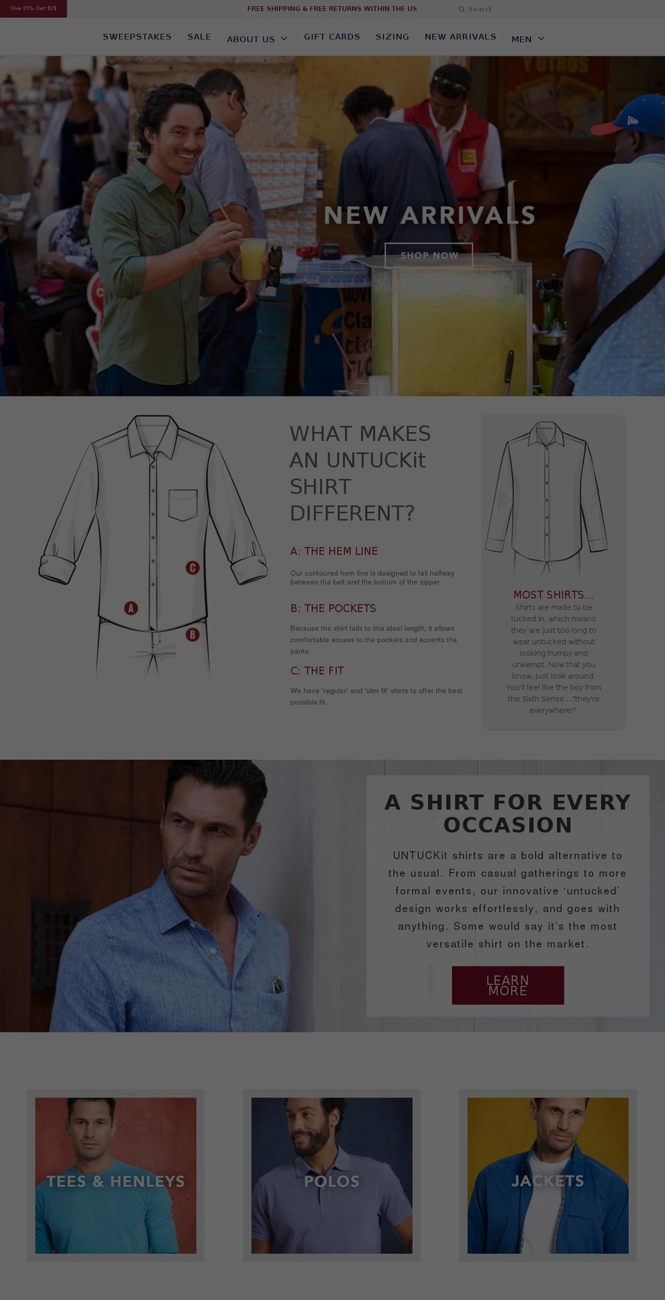 Production Shopify theme site example untuckit.com