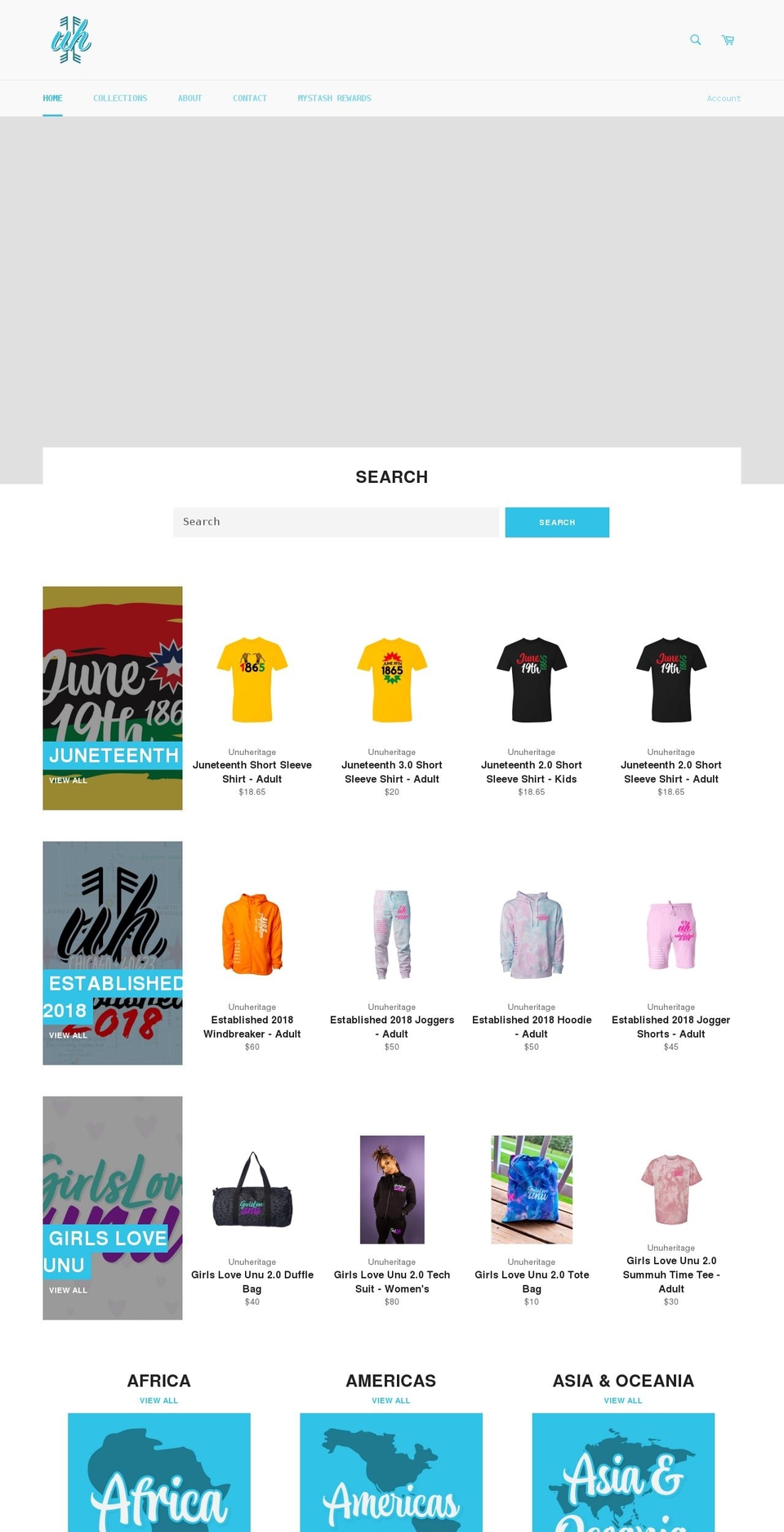 unuheritage.store shopify website screenshot