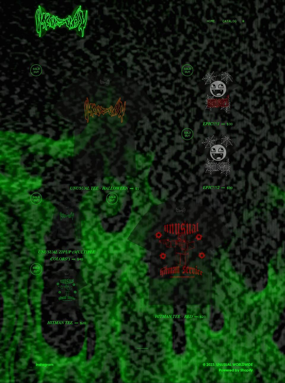 unusualworldwide.com shopify website screenshot