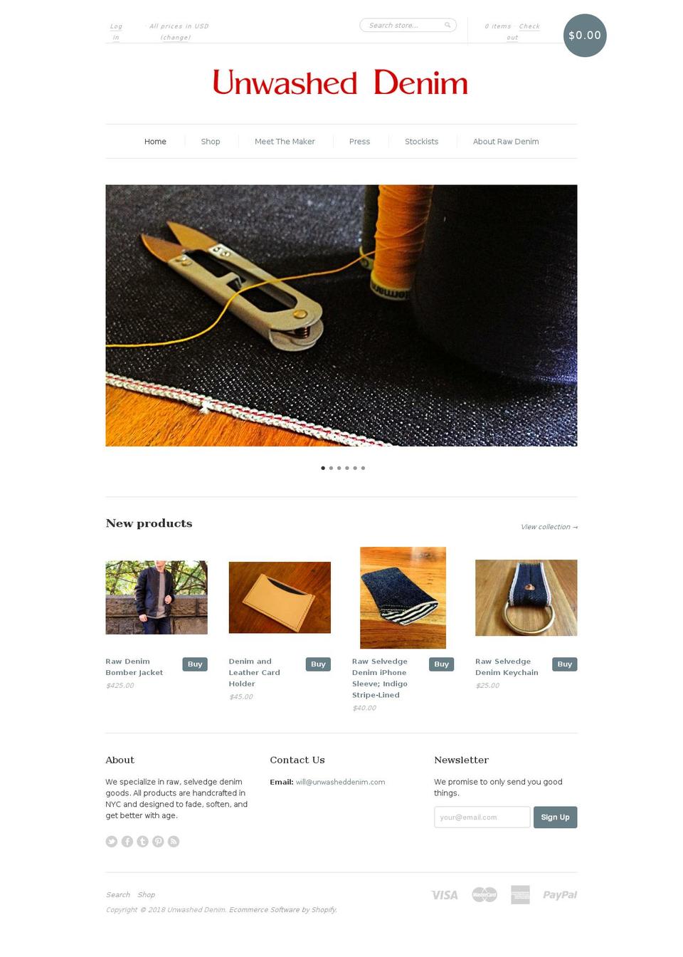 unwashedenim.com — Shopify storefront screenshot