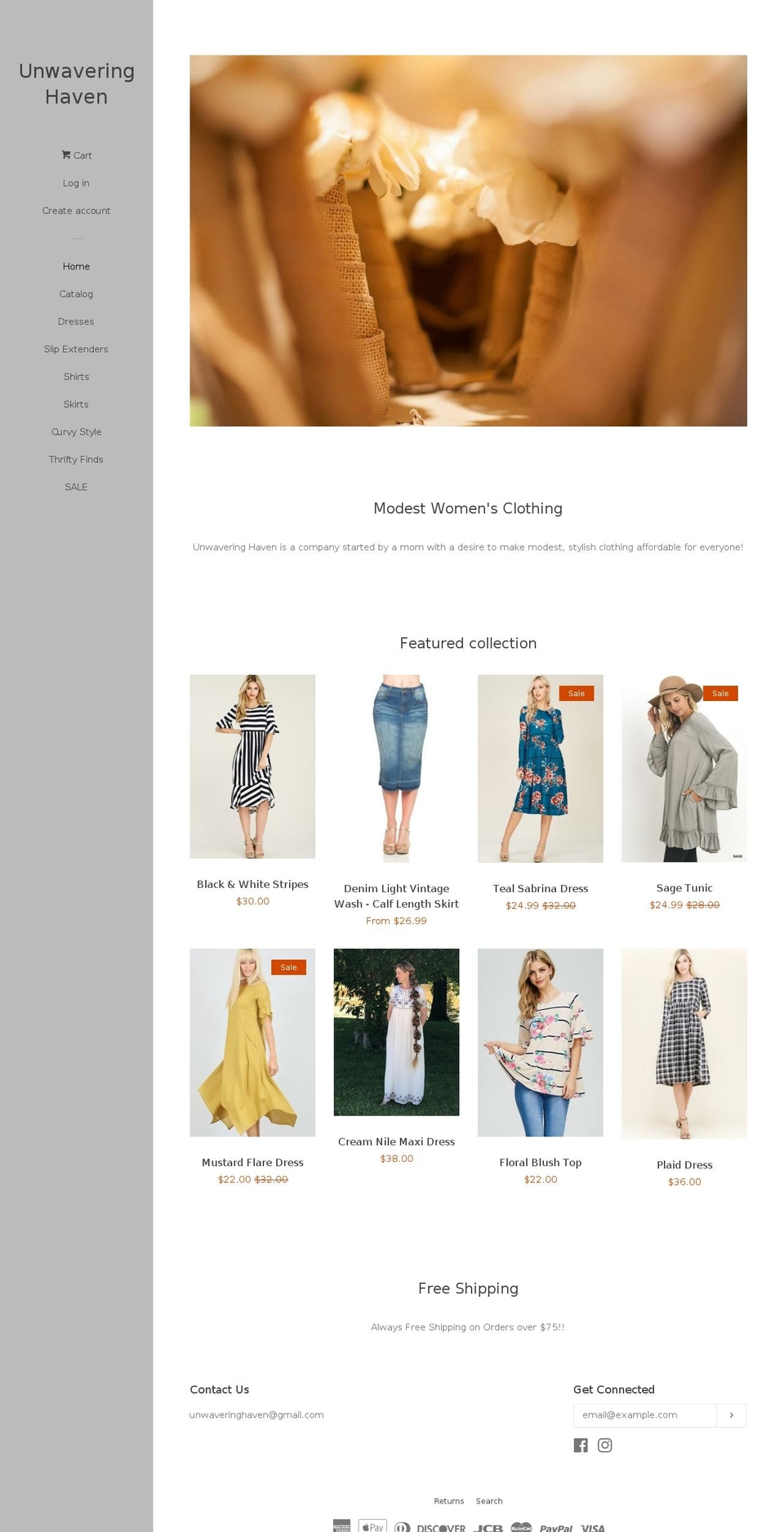 unwaveringhaven.com shopify website screenshot