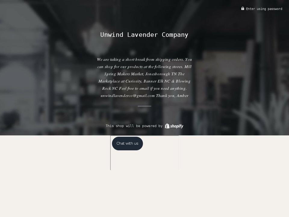 unwindlavendercompany.com shopify website screenshot