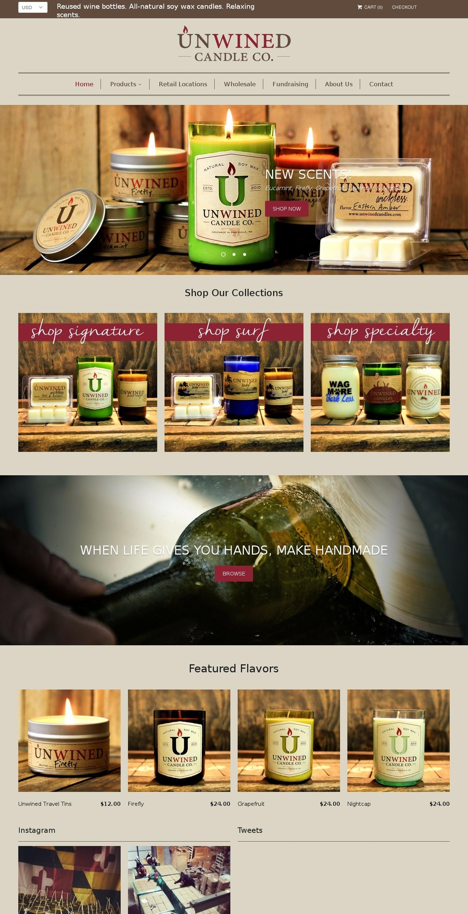 unwinedcandles.com shopify website screenshot