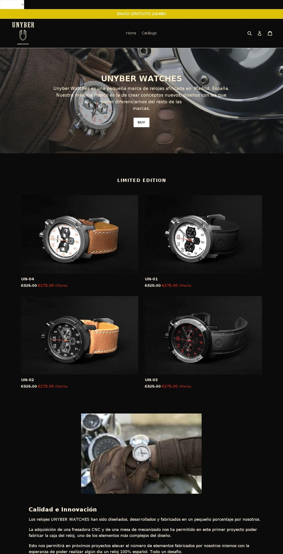 unyberwatches.com — Shopify storefront screenshot