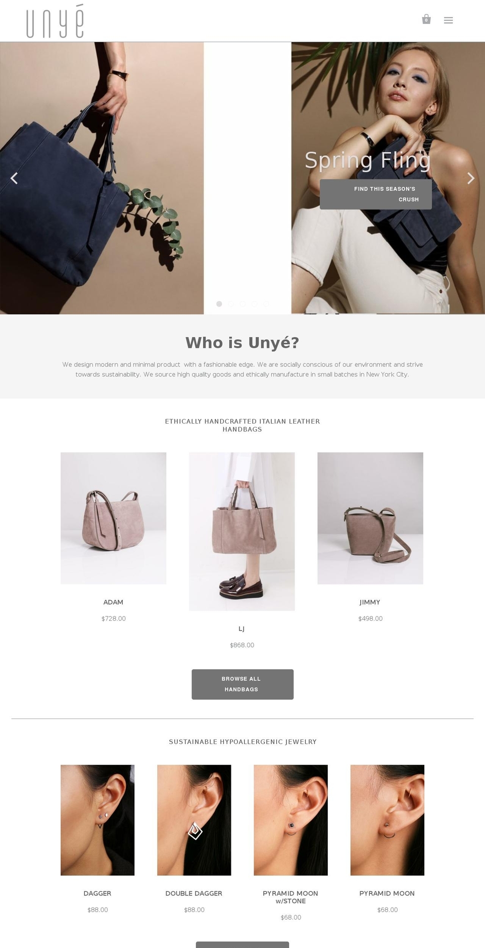 unyeshop.com — Shopify storefront screenshot