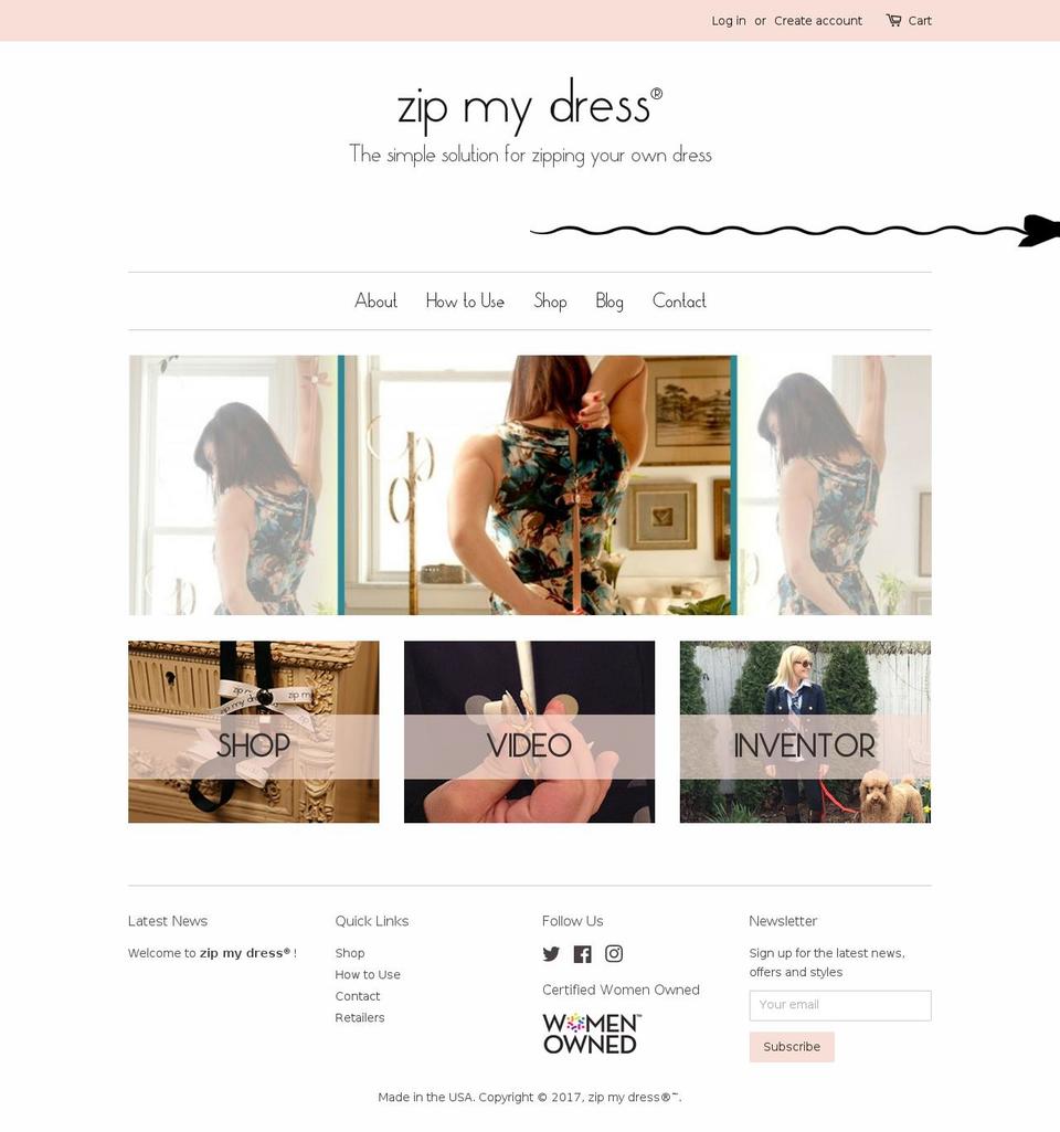 unzipmydress.com shopify website screenshot