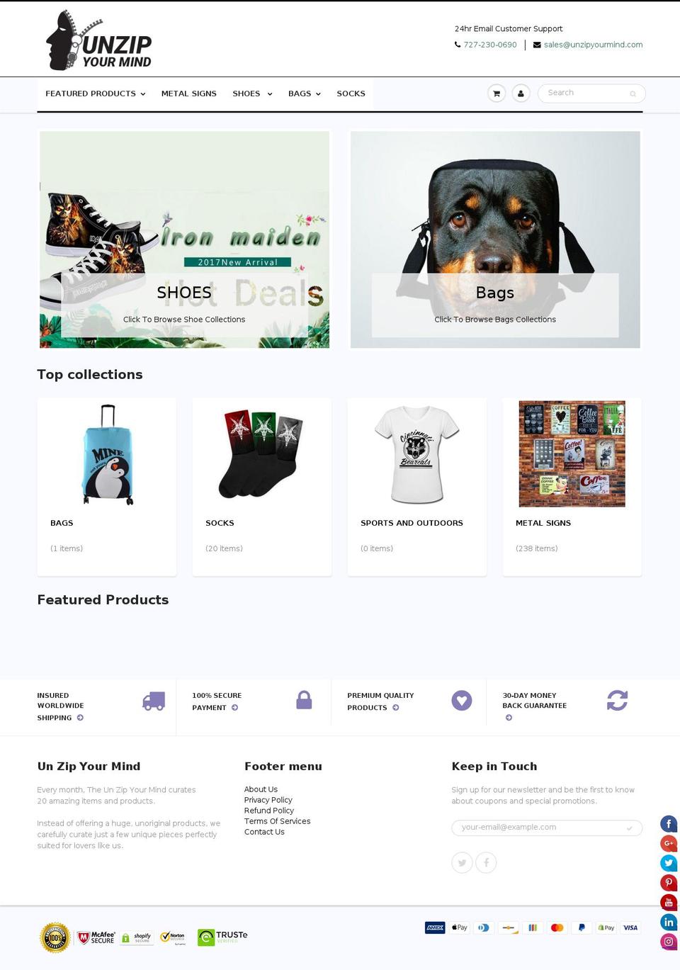 unzipyourmind.com — Shopify storefront screenshot