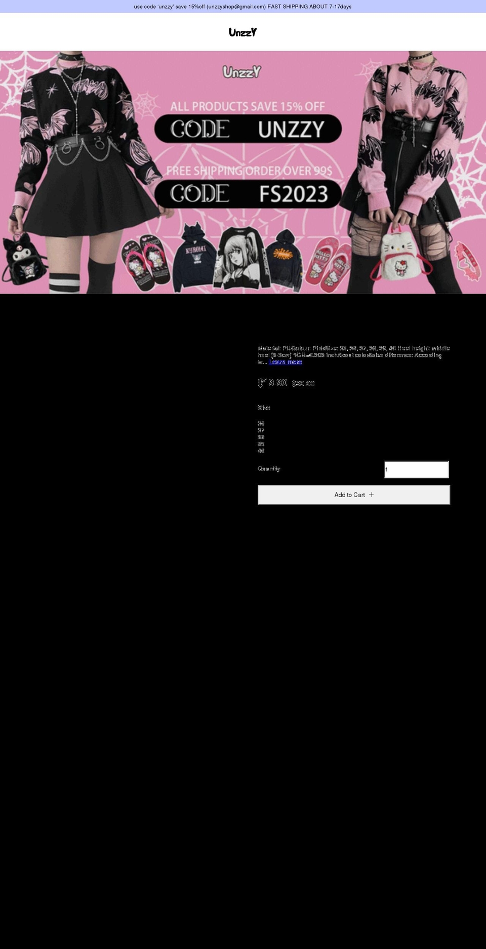 unzzy.com shopify website screenshot