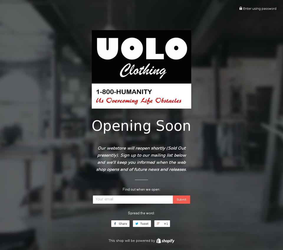 uoloclothing.net shopify website screenshot
