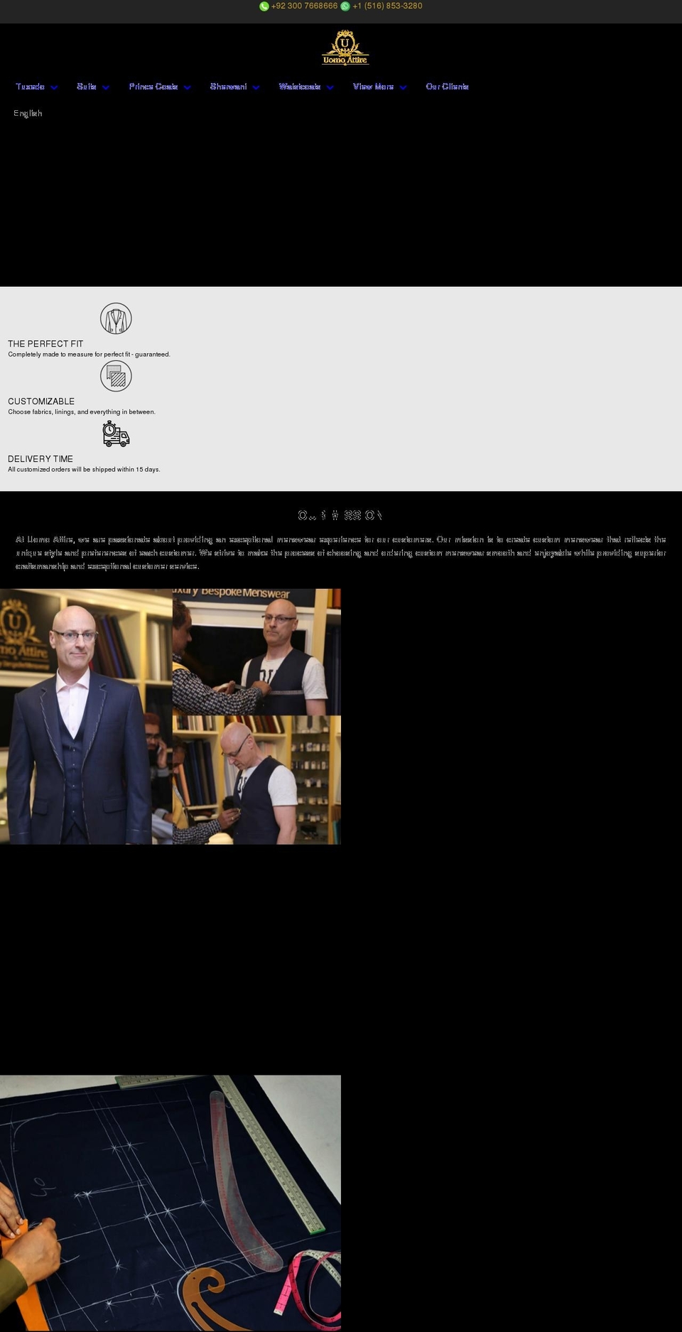 uomoattire.com shopify website screenshot