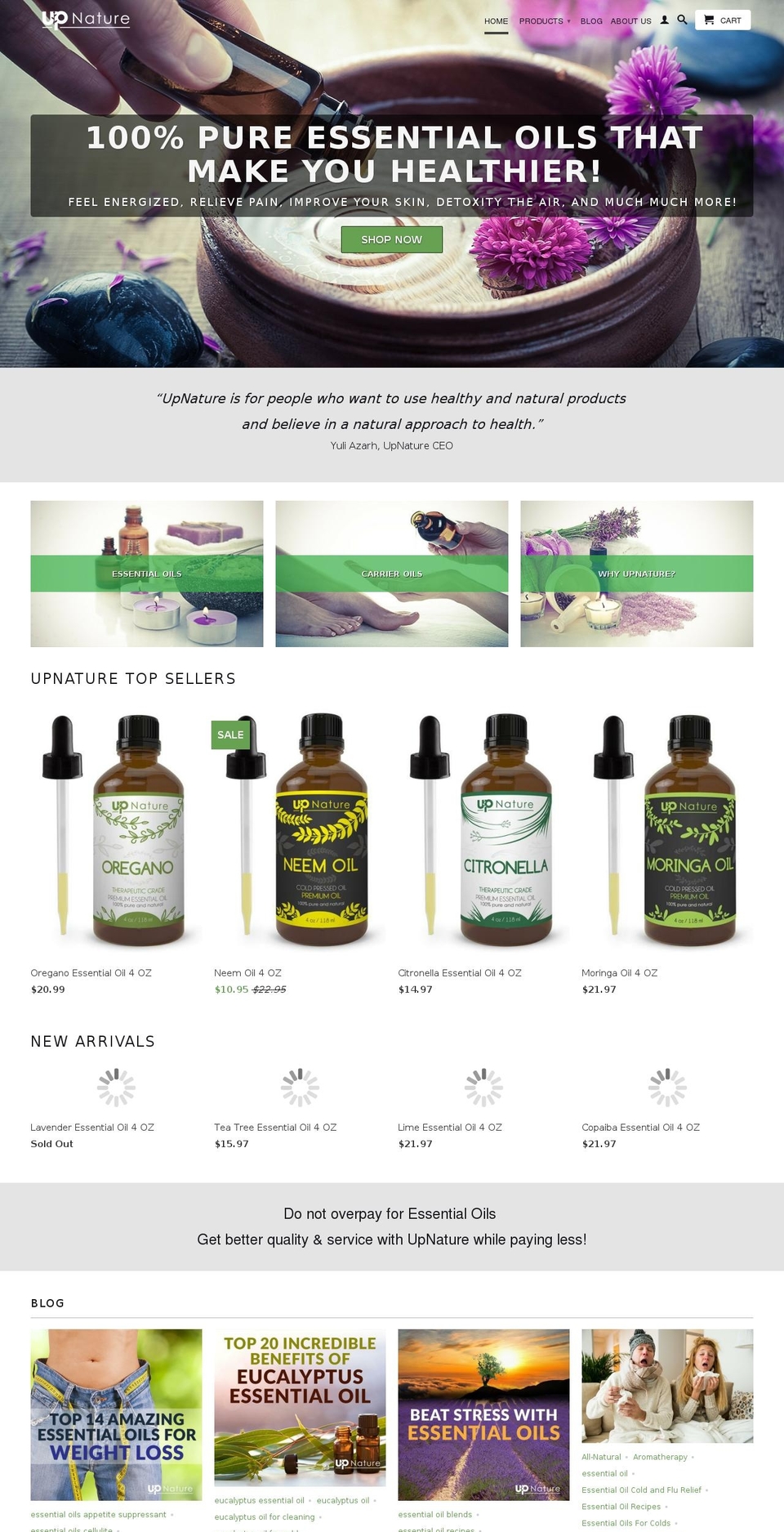 up-nature.com shopify website screenshot