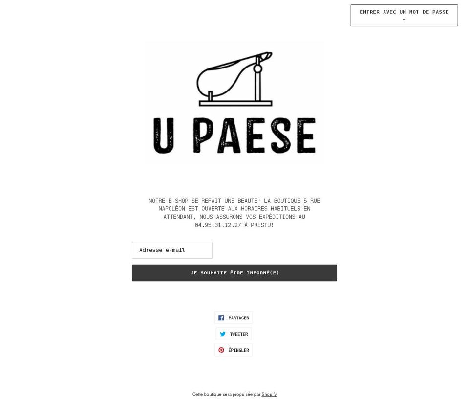 upaese.corsica shopify website screenshot