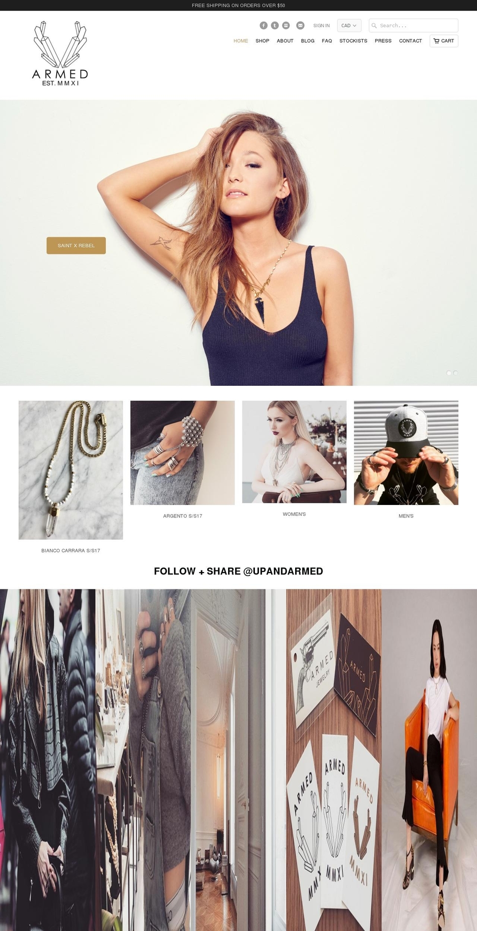 Editions Shopify theme site example upandarmed.com