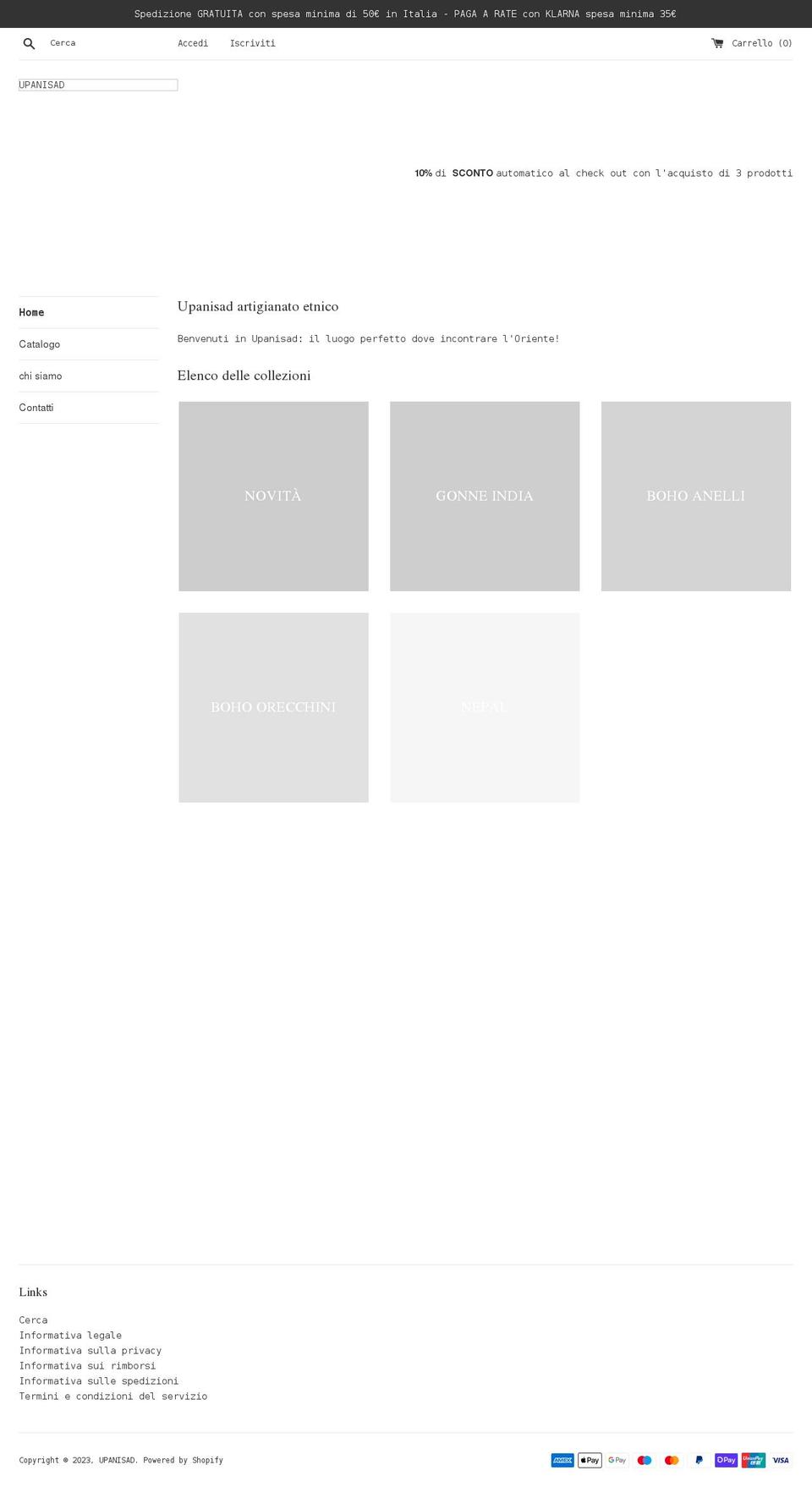 upanisad.it shopify website screenshot