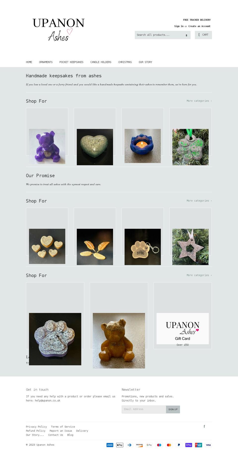 upanon.co.uk shopify website screenshot
