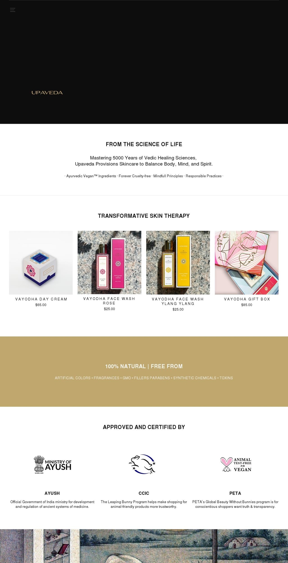 upaveda.com shopify website screenshot