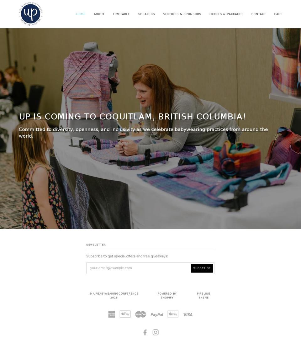 upbabywearingconference.com — Shopify storefront screenshot