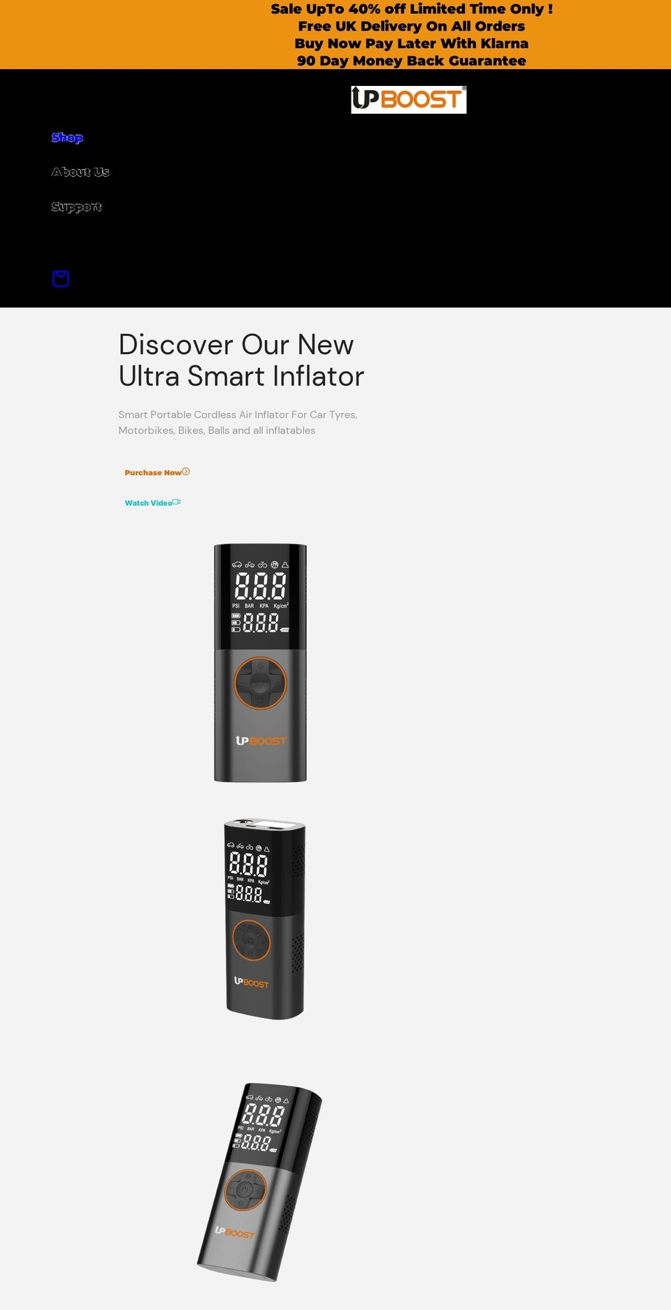 upboost.co.uk shopify website screenshot