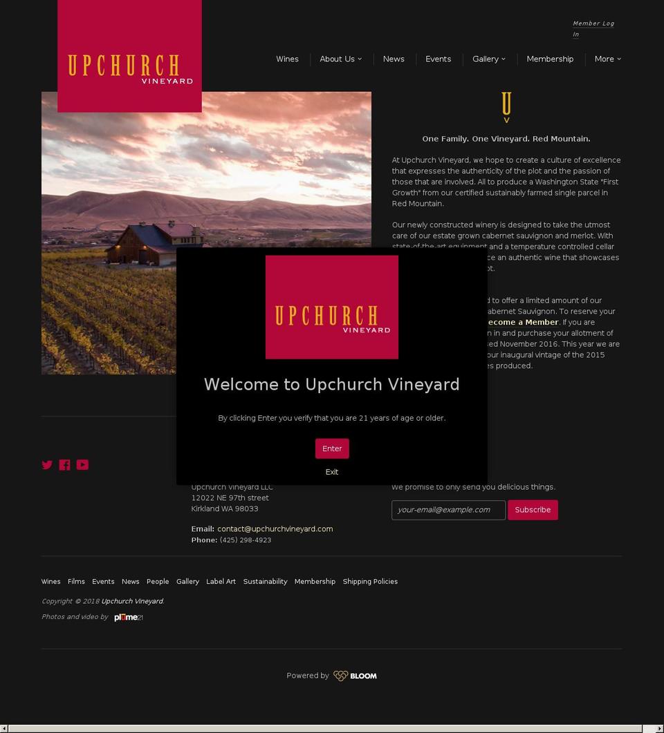 Upchurch Vineyard Shopify theme site example upchurchvineyard.biz