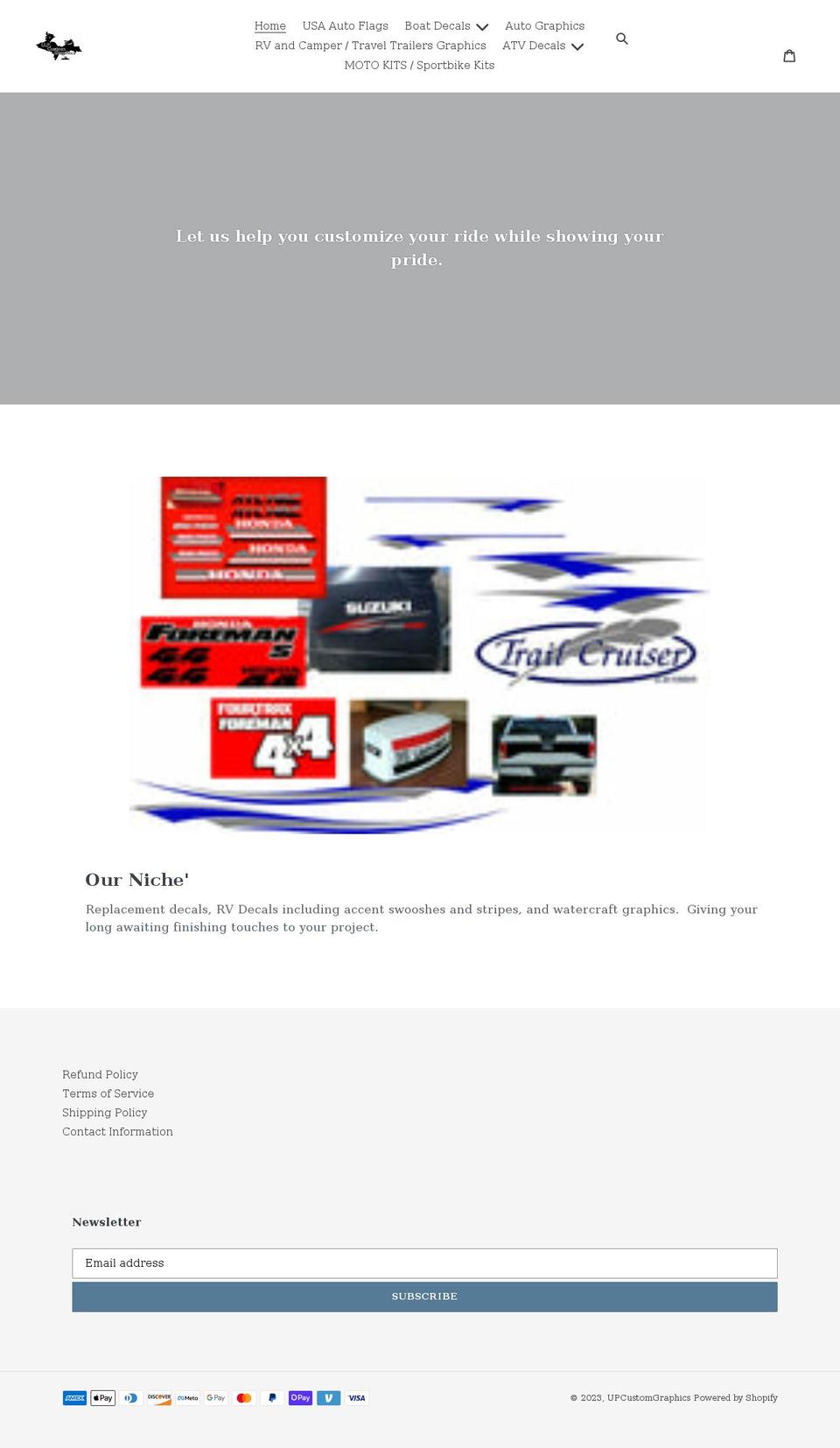 upcustomgraphics.com shopify website screenshot