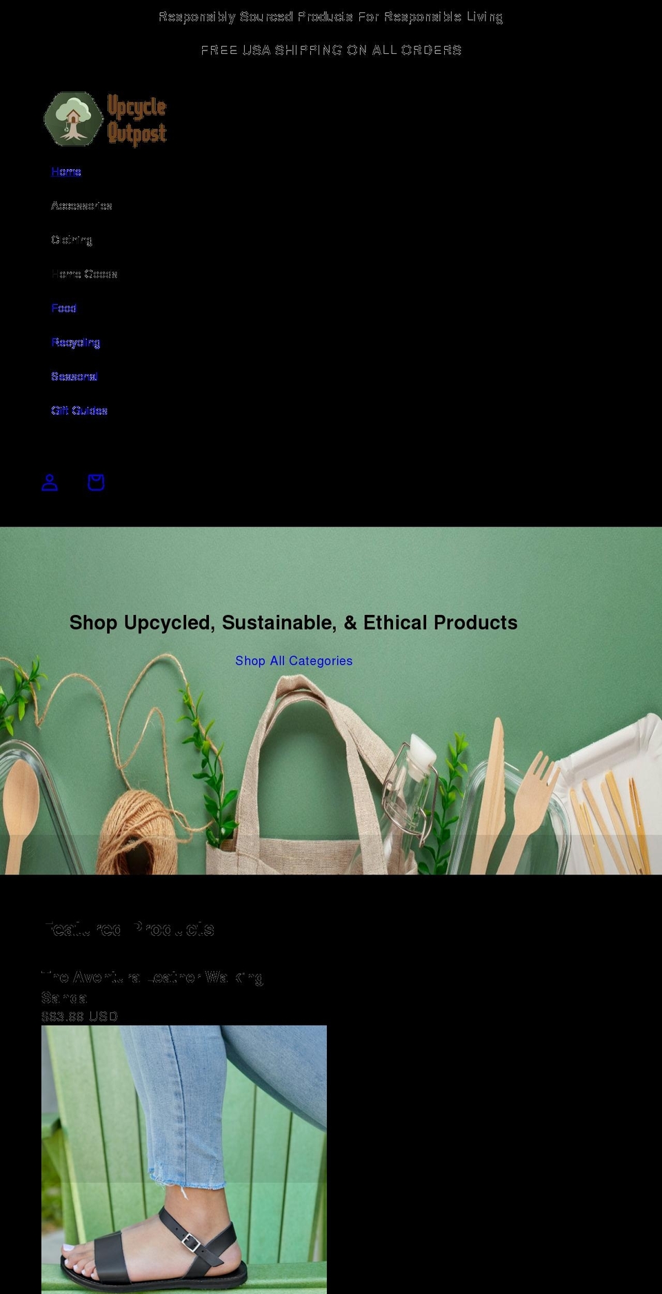 upcycleoutpost.com shopify website screenshot