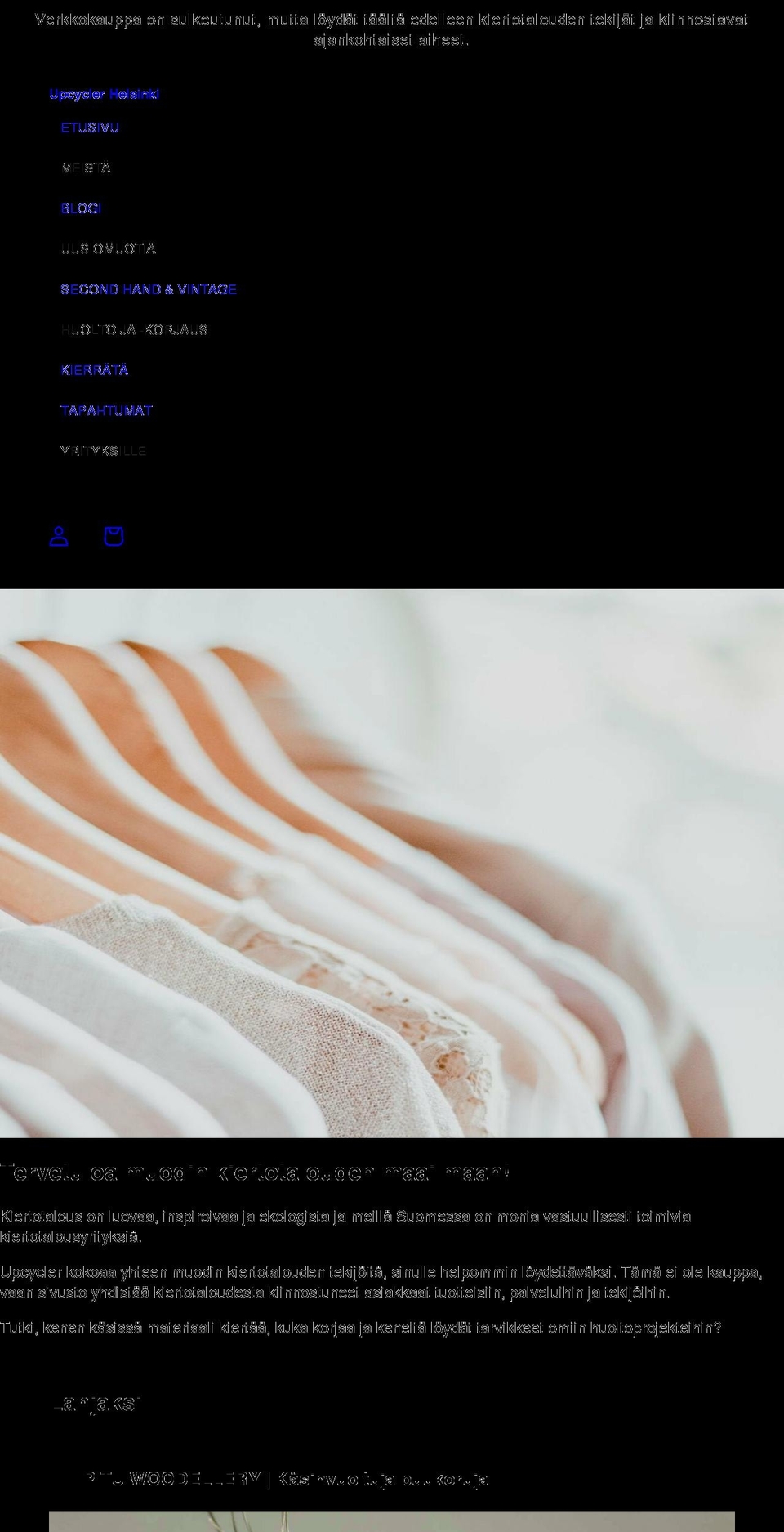 upcyclerhelsinki.com shopify website screenshot