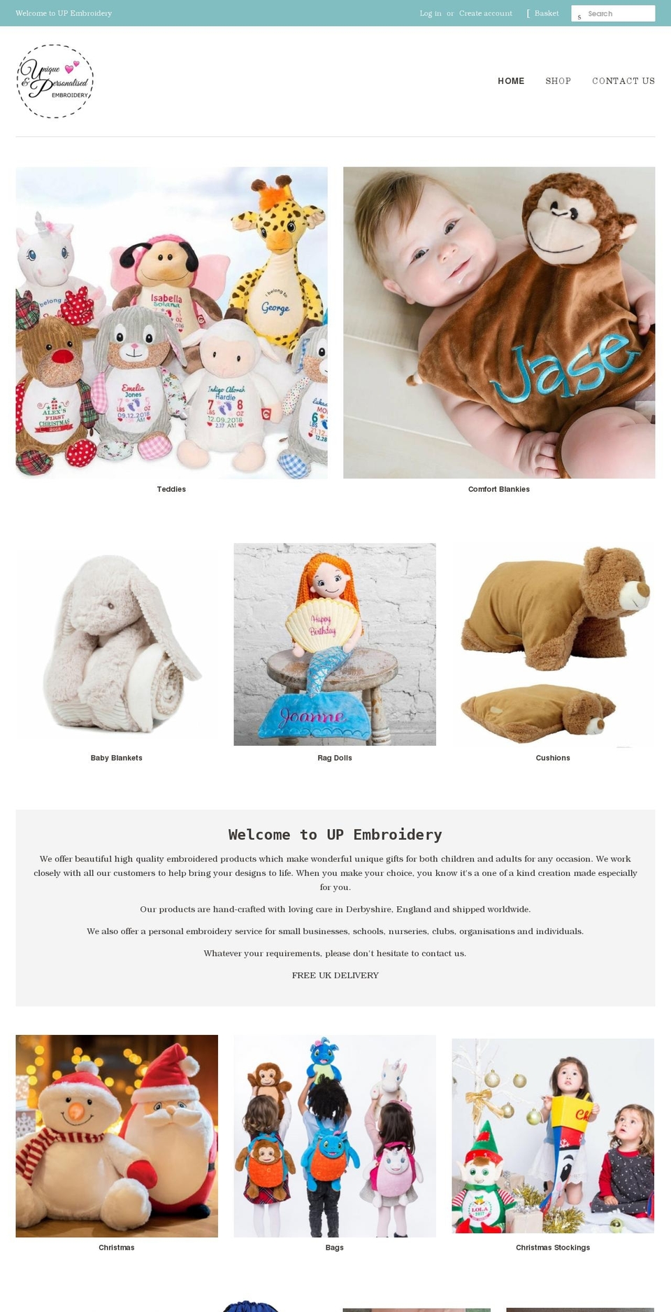 upembroidery.co.uk shopify website screenshot