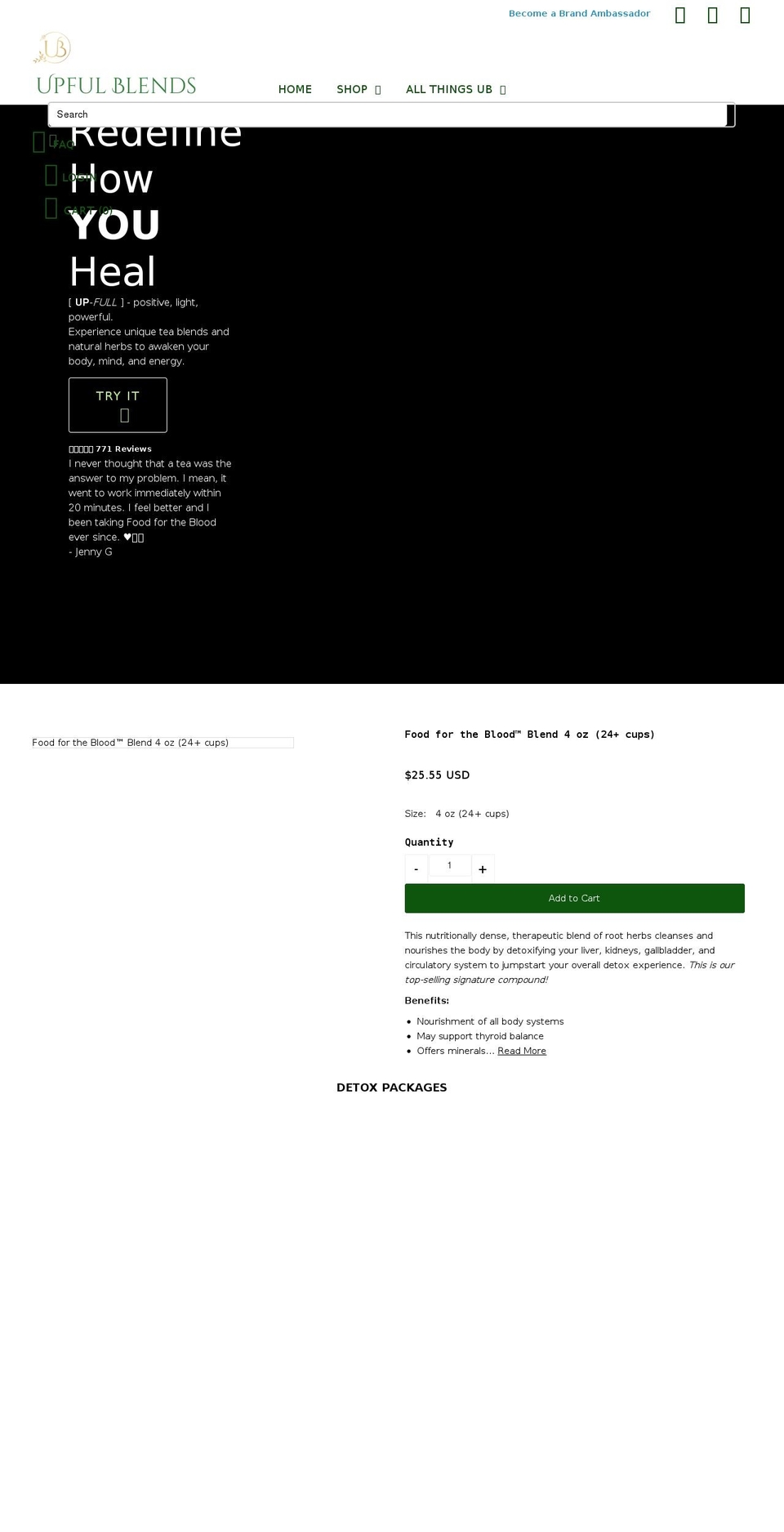 upfulblends.com — Shopify storefront screenshot