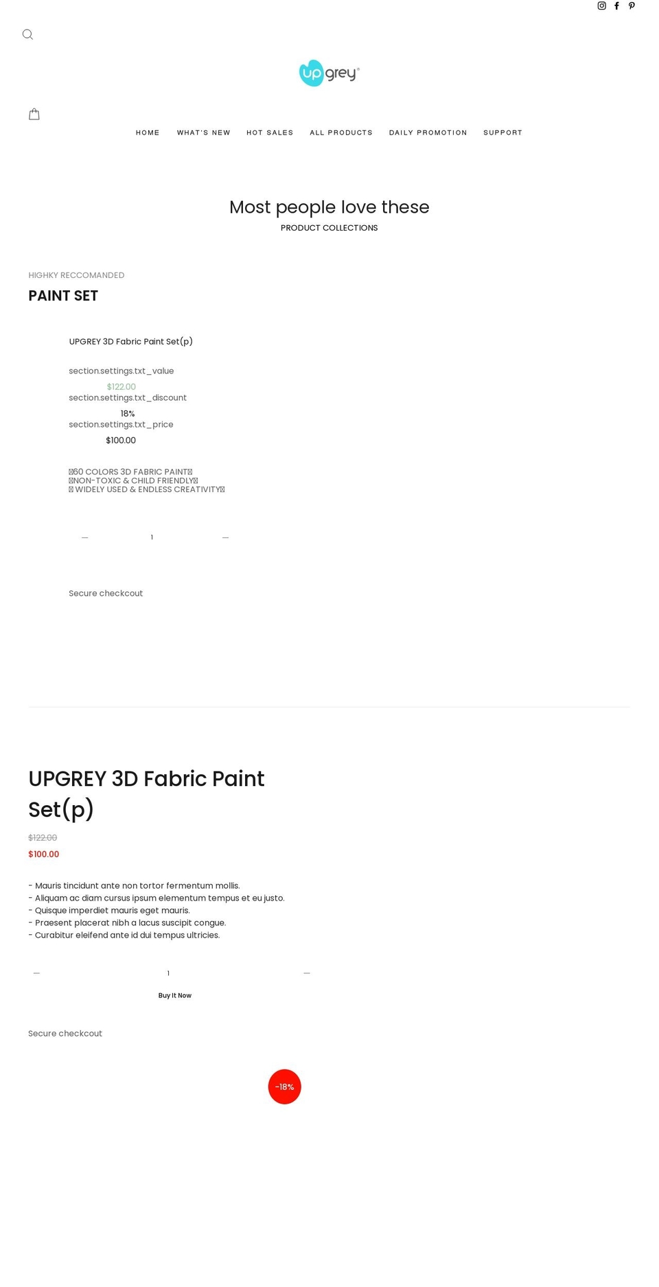 upgrey.net shopify website screenshot