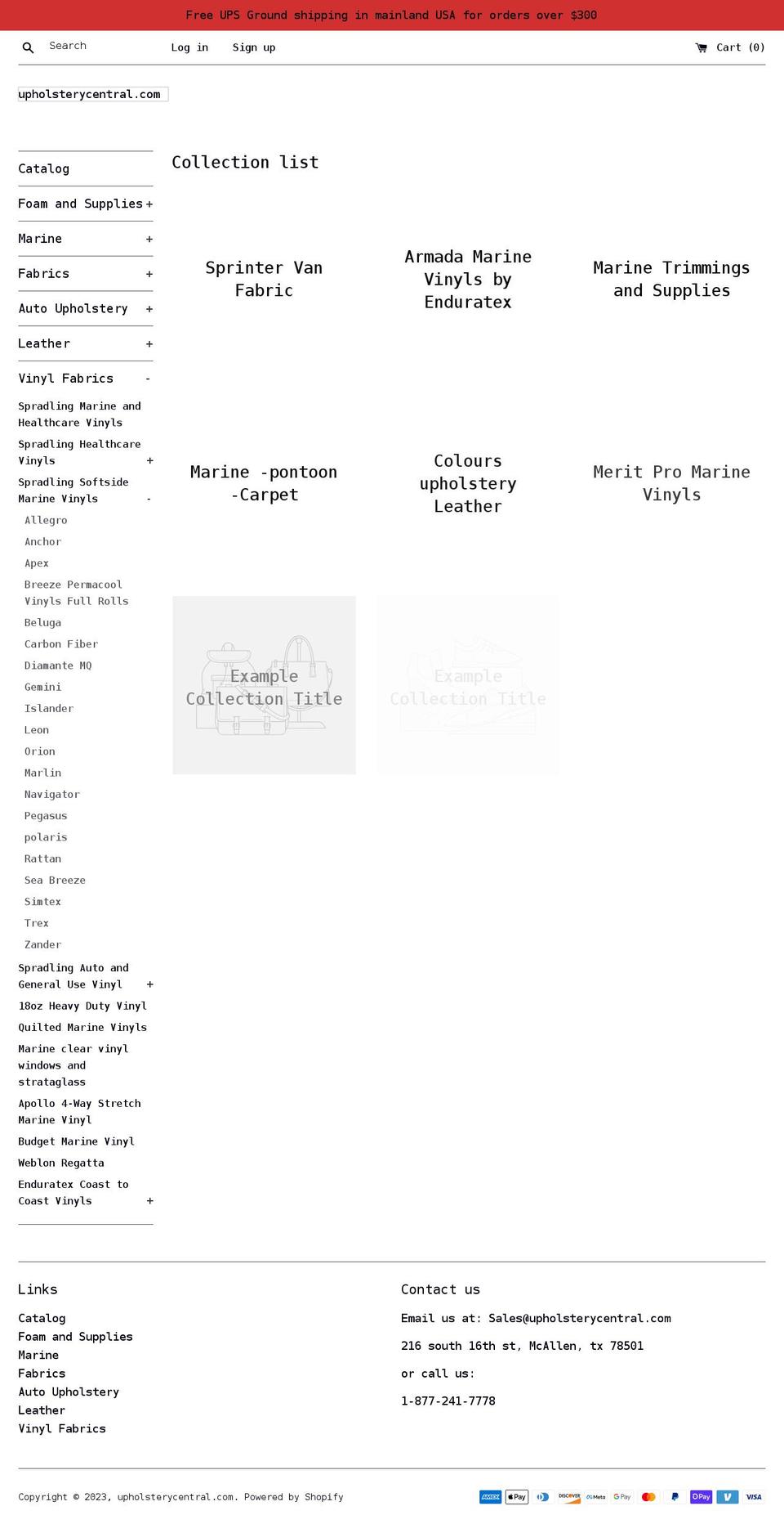 upholsterycentral.com shopify website screenshot