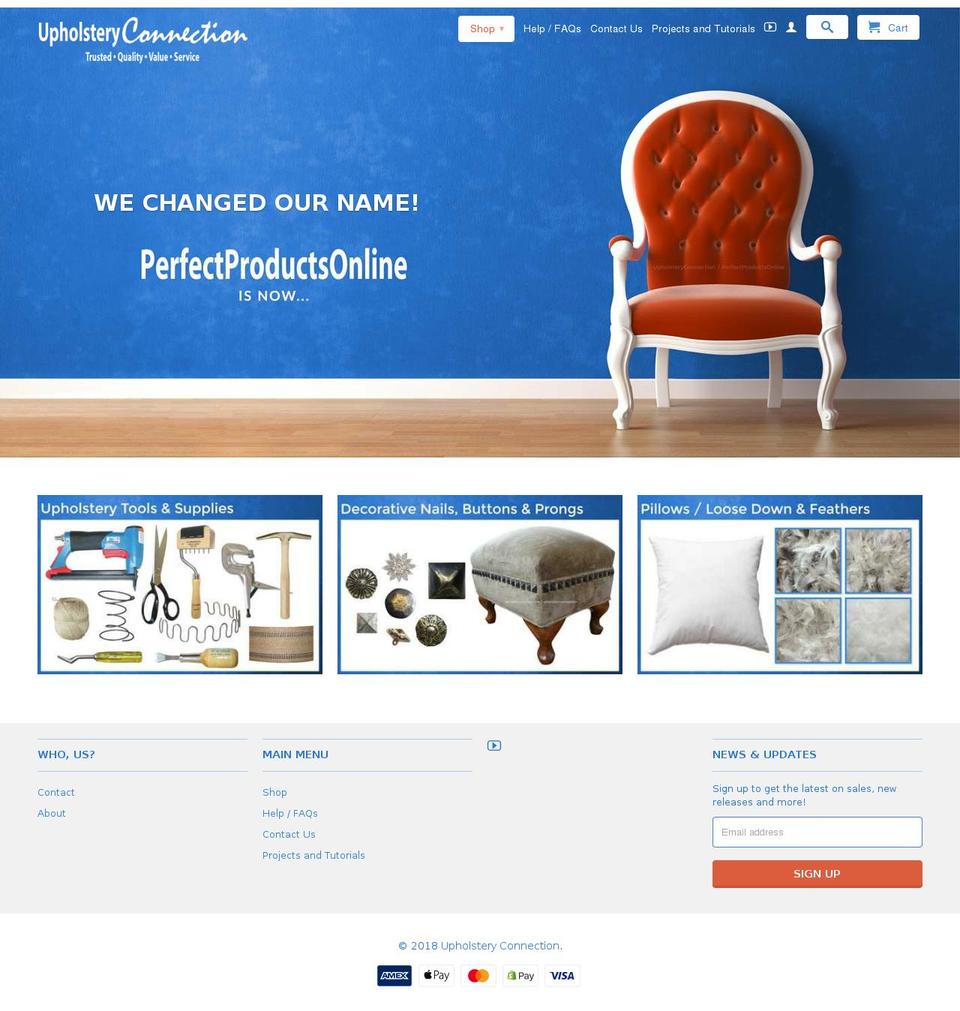 upholsteryconnection.com shopify website screenshot