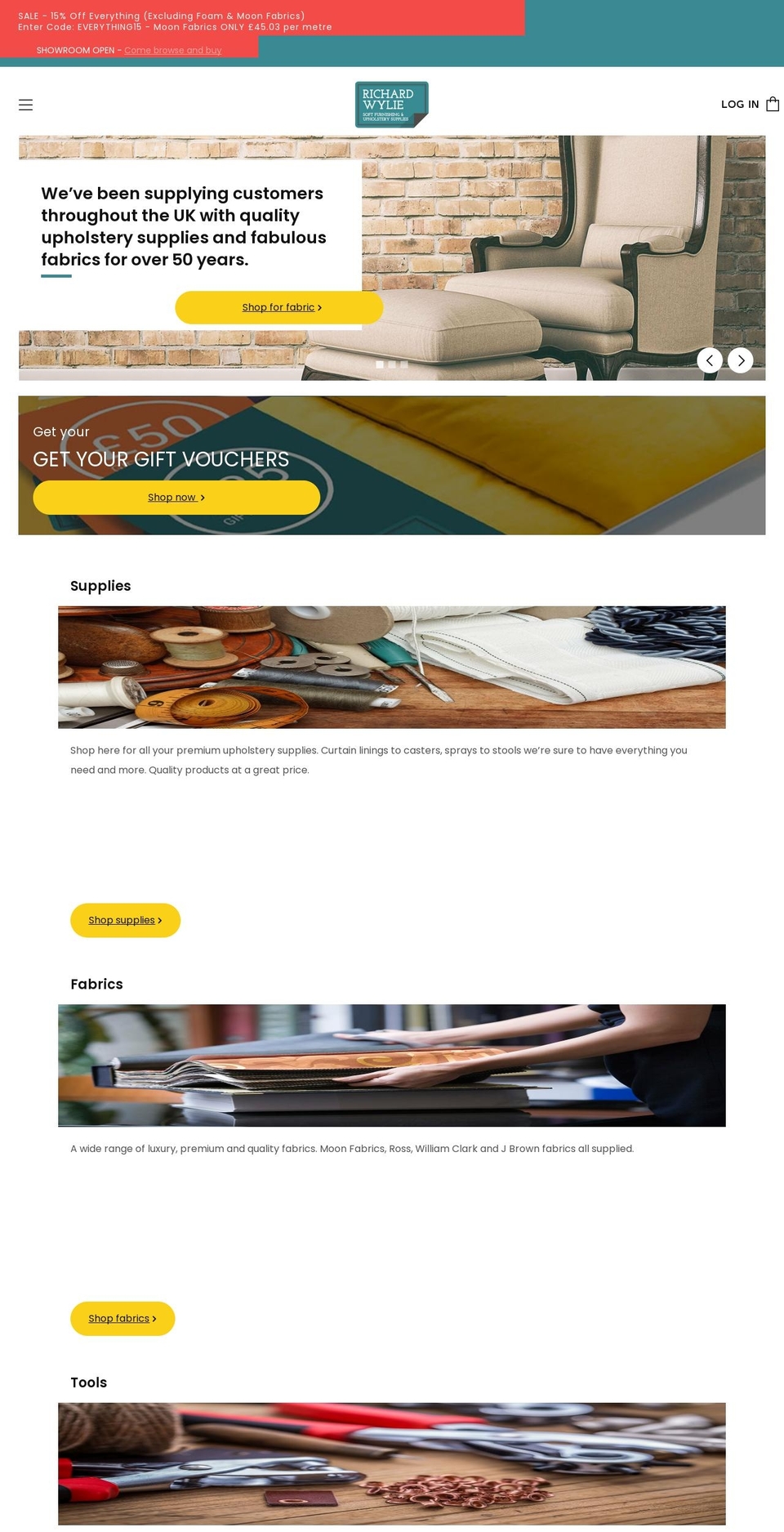 Home Shopify theme site example upholsterysupplier.co.uk