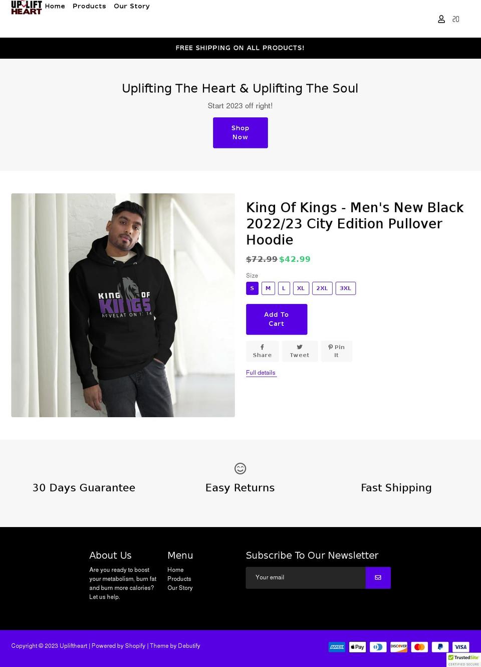 upliftheart.com shopify website screenshot