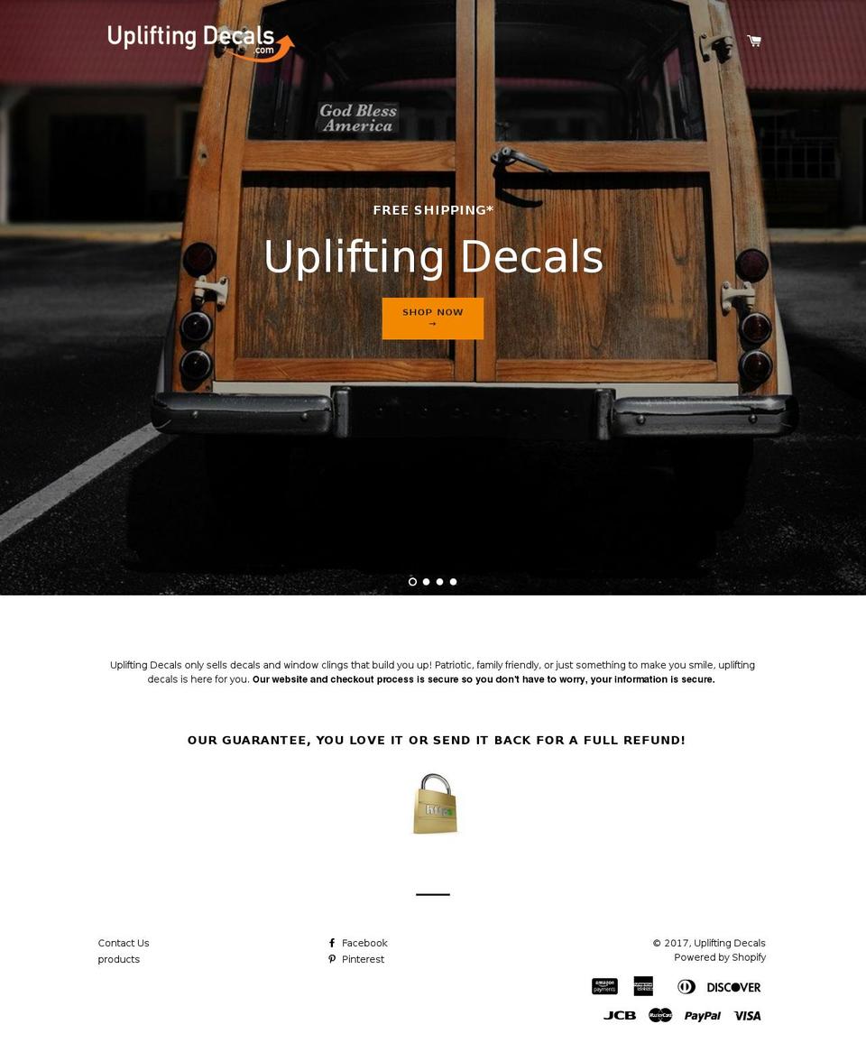 upliftingdecals.com shopify website screenshot
