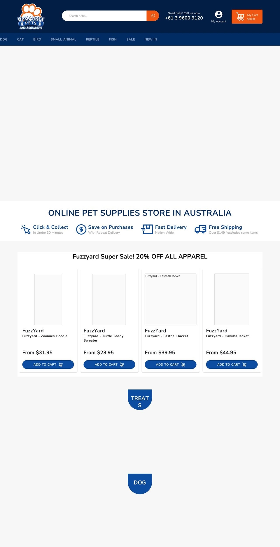 upmarketpets.com.au shopify website screenshot