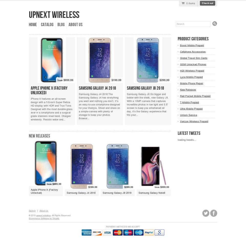 upnextwireless.com shopify website screenshot