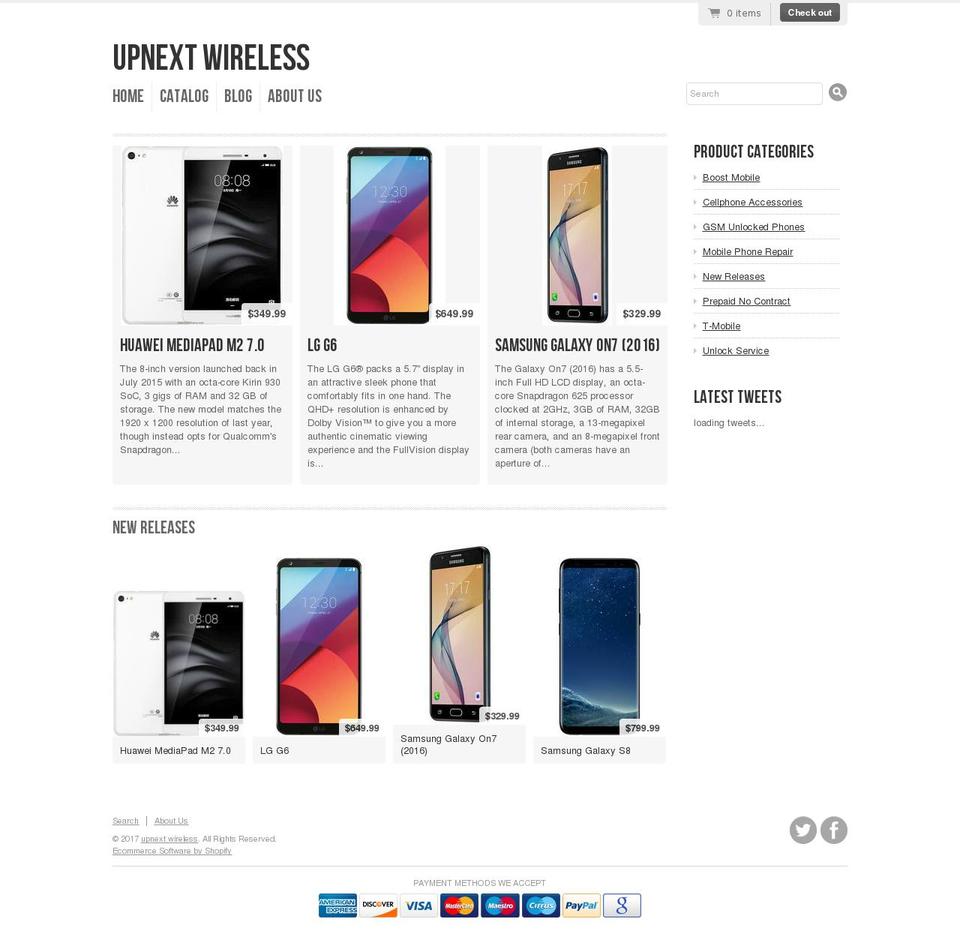 upnextwireless.net shopify website screenshot