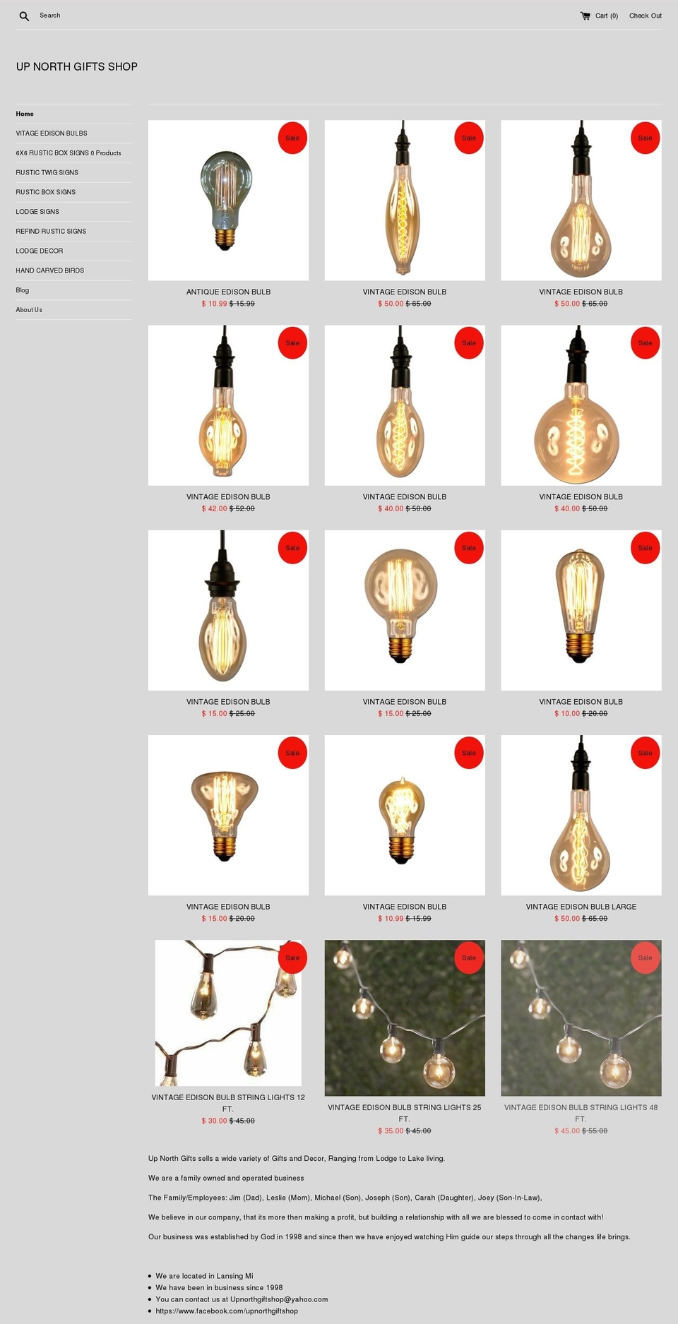 upnorthgiftshop.com shopify website screenshot