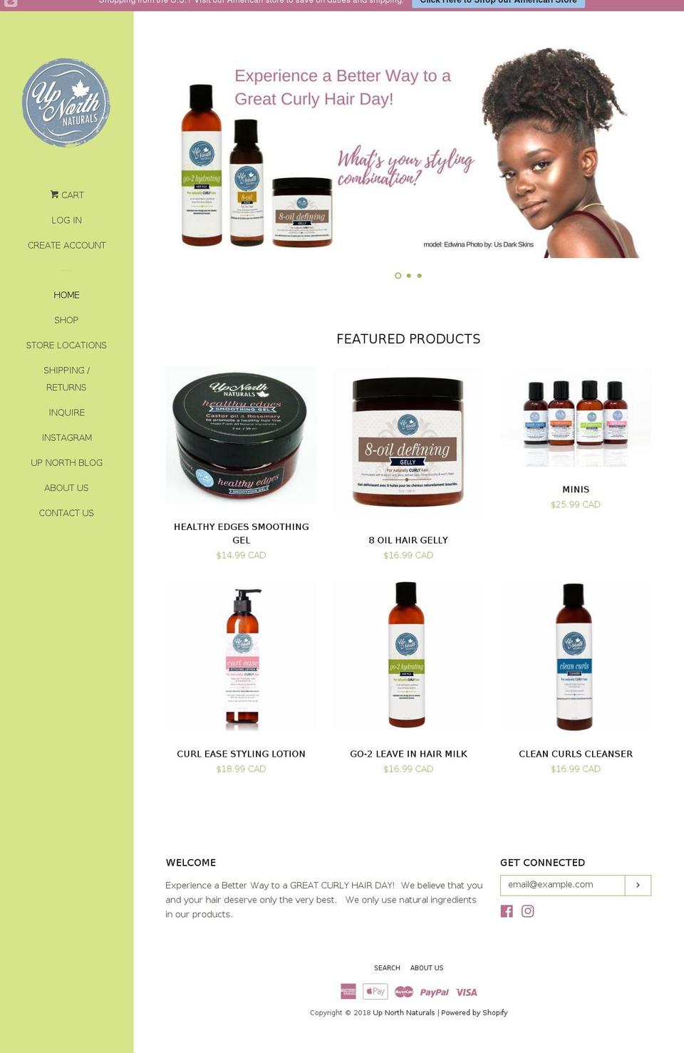 upnorthnaturals.ca shopify website screenshot