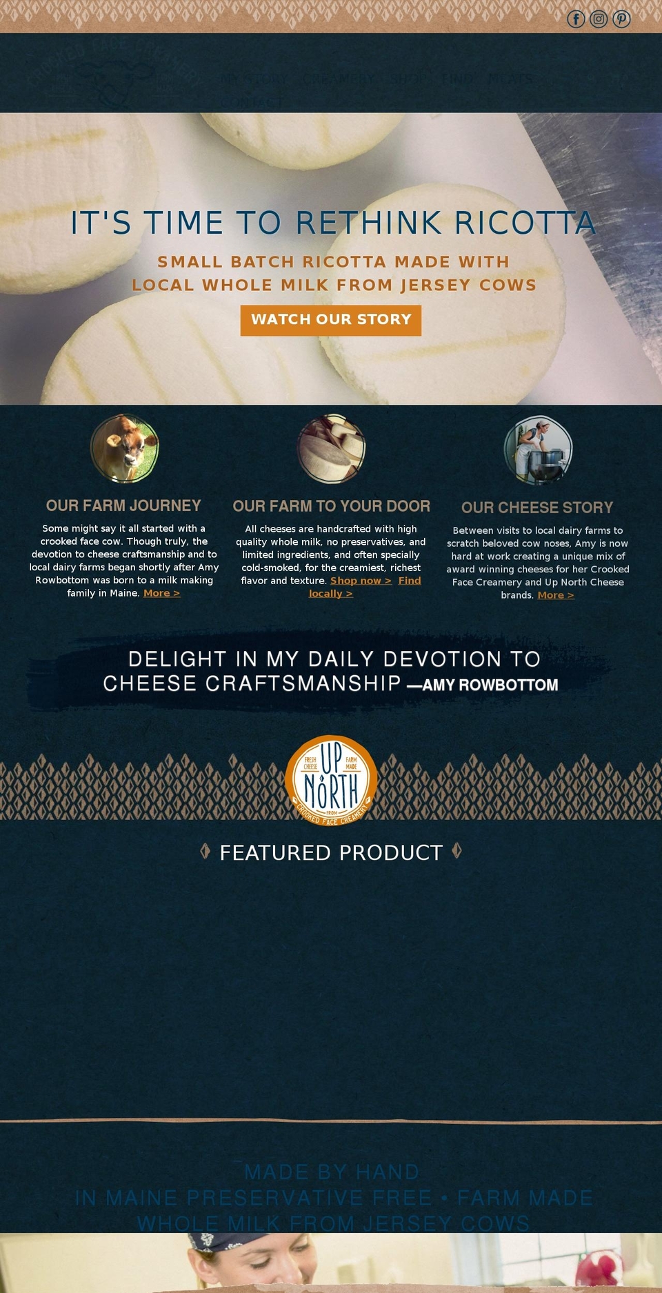 upnorthricotta.com shopify website screenshot
