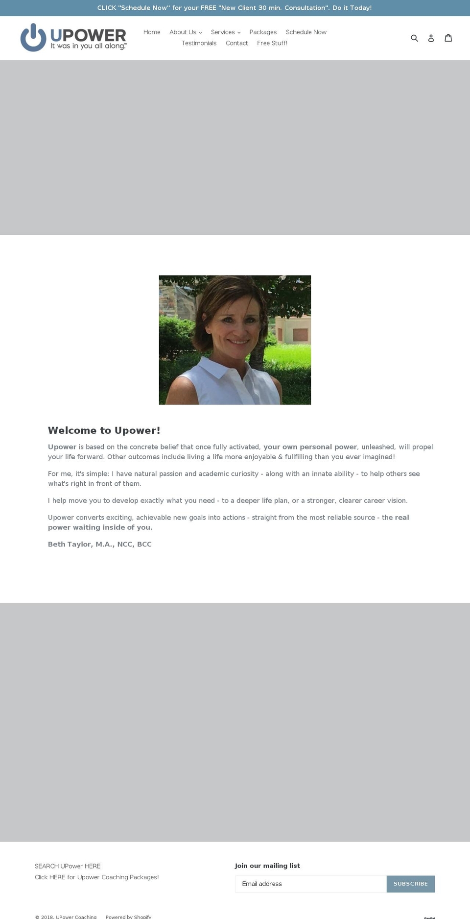 upowercoaching.com shopify website screenshot
